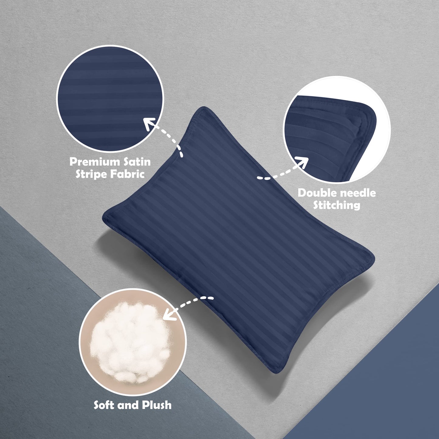 Utopia Bedding Toddler Pillow (Navy, 2 Pack), 13X18 Pillows For Sleeping, Soft And Breathable Cotton Blend Shell, Small Kids Pil