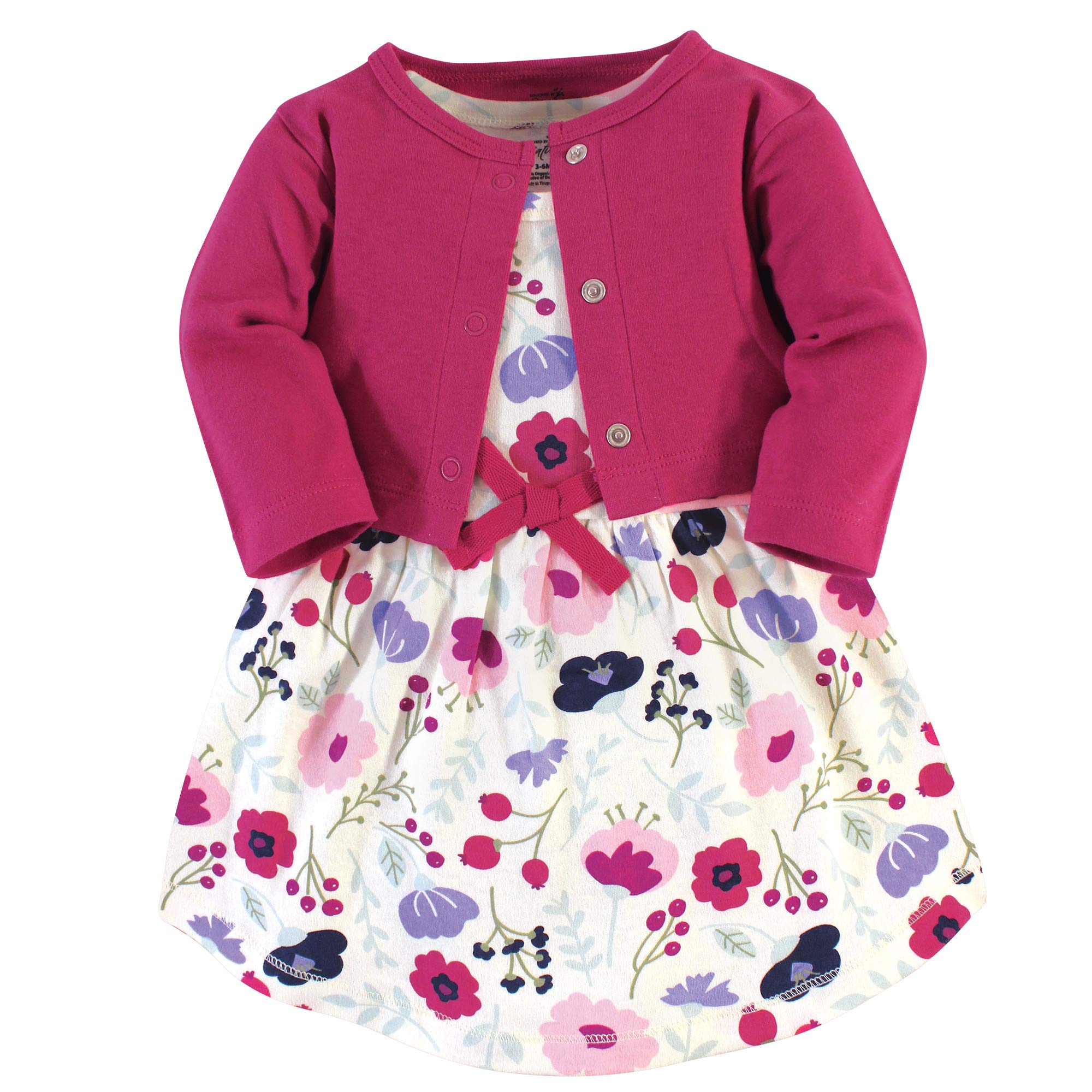 Touched By Nature Baby Girls' Organic Cotton Dress And Cardigan, Pink Botanical, WBBAPB07VKGWBMN
