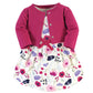Touched By Nature Baby Girls' Organic Cotton Dress And Cardigan, Pink Botanical, 9-12 Months