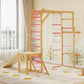 PeakPursuit 8-in-1 Indoor Jungle Gym for Kids Ages 3-10 - Wooden Climbing Structure with Slide, Swing, Monkey Bars, Gymnastic Ri
