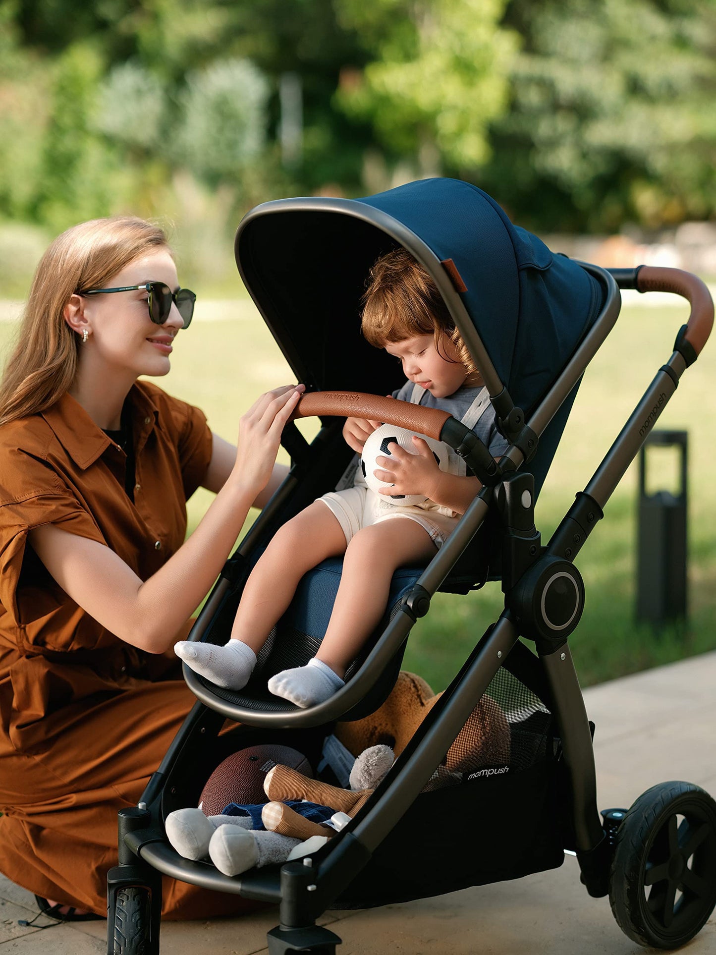 Mompush Ultimate2 Baby Stroller for Toddler with Removable Bassinet & Reversible Seat, Smooth Glide Bassinet Stroller, Full-Size