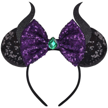 Eisyaa Headband, Maleficent Costume Headwear, Halloween, Black