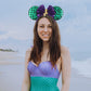 Zhezesmila Mermaid Accessories: Mini Mouse Ears Headband, Green Scrunchies, Princess Party Decorations For Girls