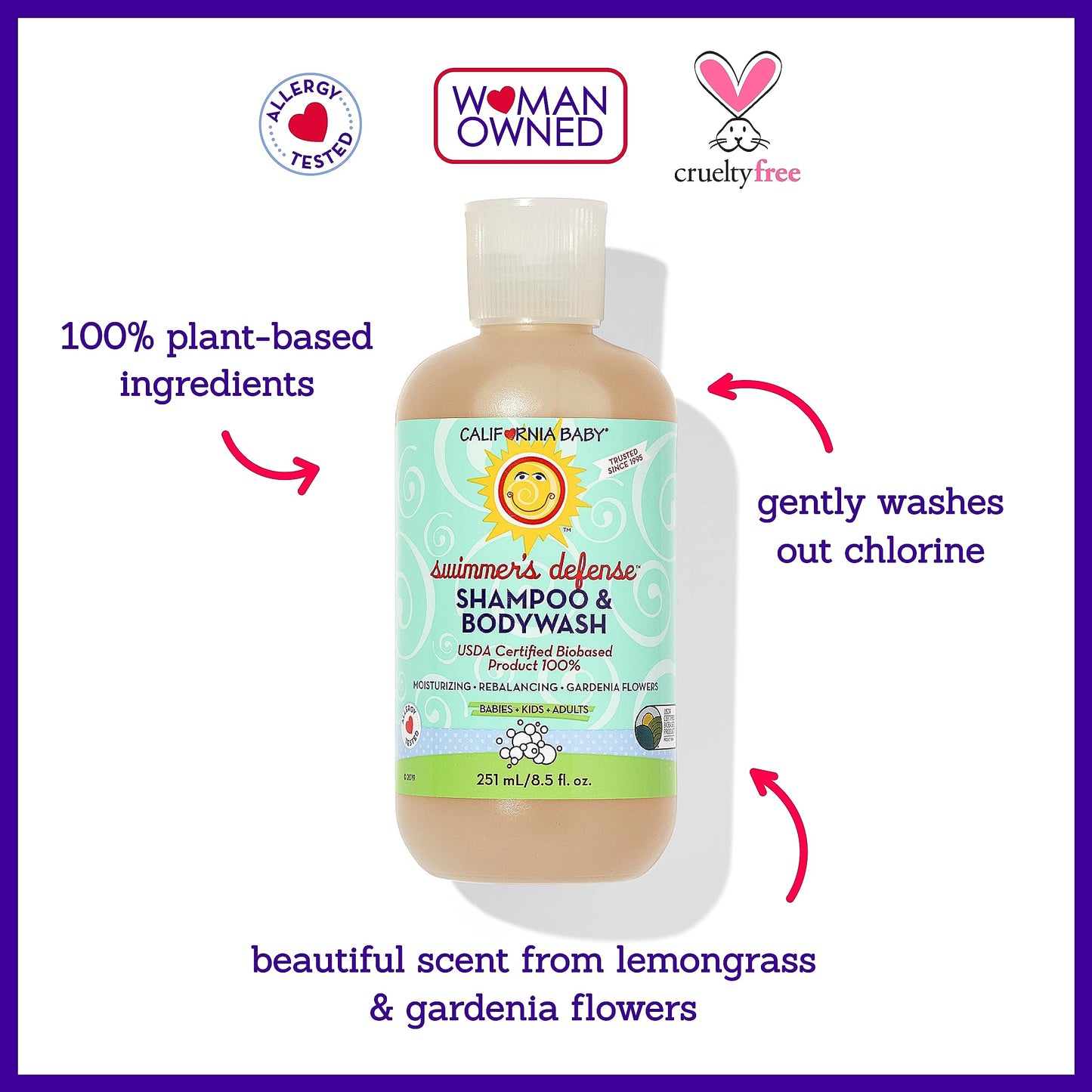 California Baby Swimmer'S Defense | Moisturizing After Swim Shampoo For Kids | 100% Plant-Based | Allergy Friendly | 251 Ml / 8.