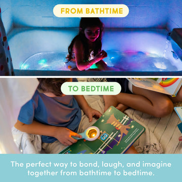 Glo Pals Blair Bath & Bedtime Bundle - Light Up Bath Toy with 1 Interactive Book, 2 Light Cubes & 1 Magic Magnifier - Toddler Ba