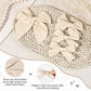 Deeka 4 Pcs White Cotton Linen Hair Bows 3 Styles 5' & 4' Handmade Hair Bow Set For Toddler Girls Alligator Hair Clips Knot Bo