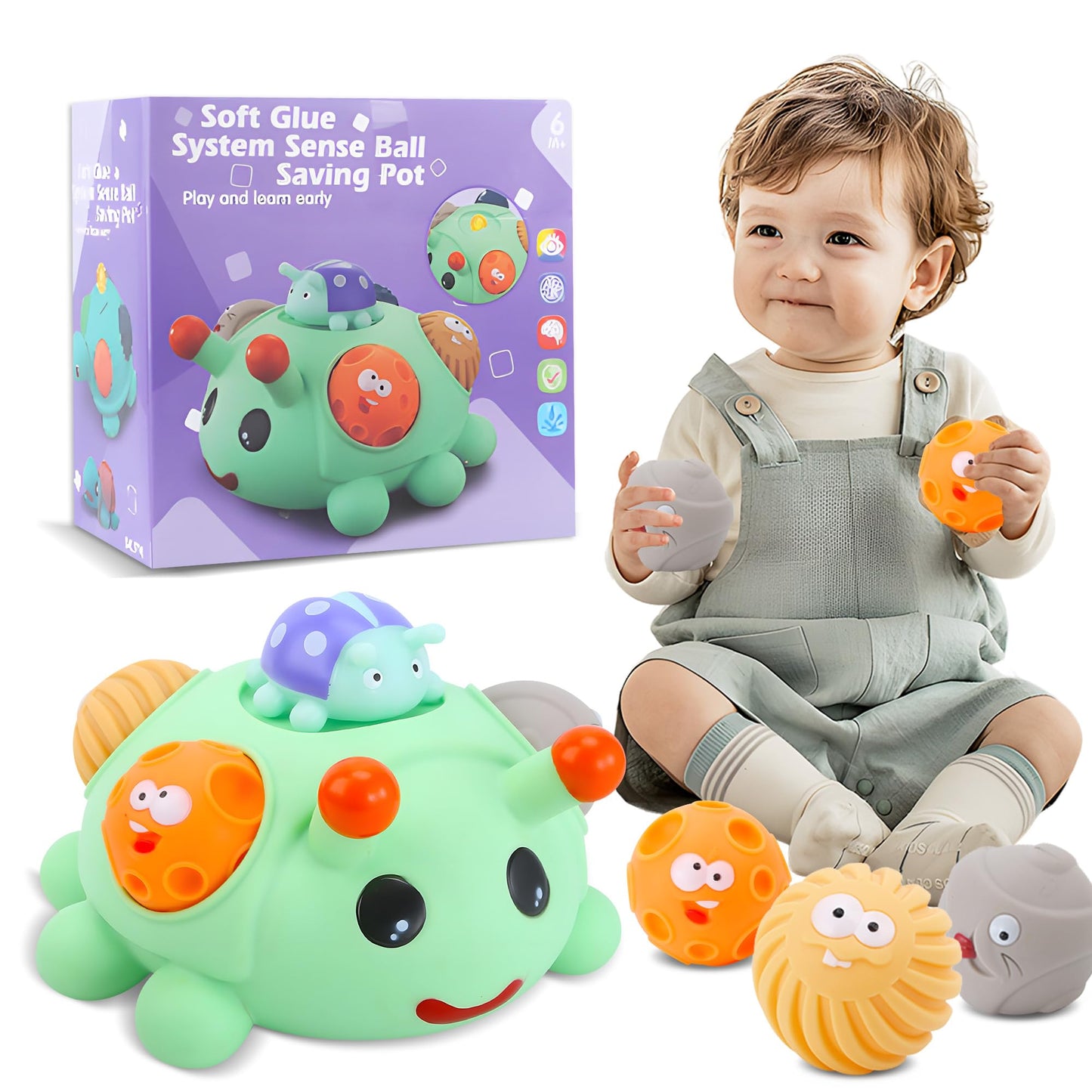 ROHSCE Baby Sensory Toys Montessori Balls for Toddlers 1-3, Perfect Teething Gift, Sensory Balls in Ball for Babies 6-12 Months,