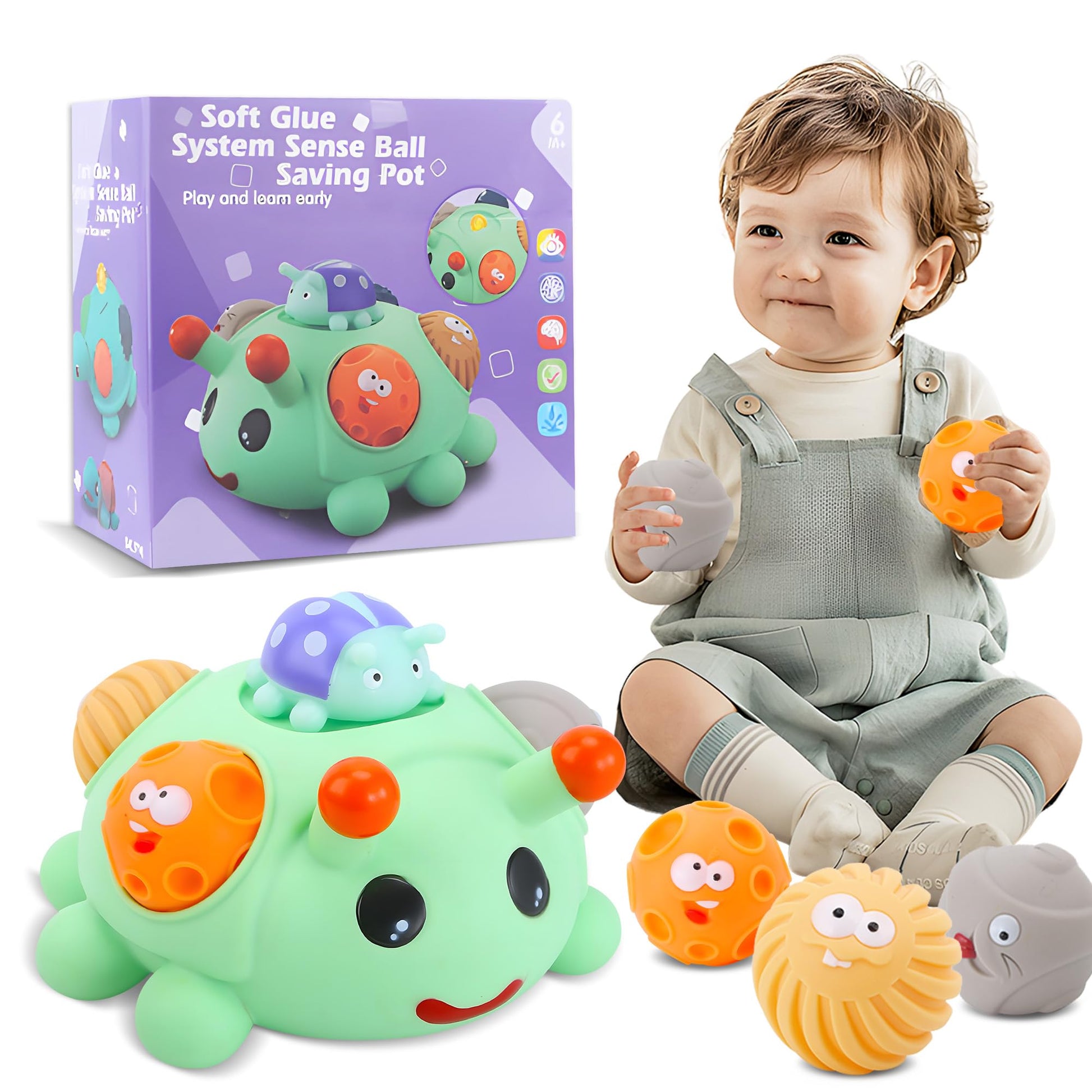 ROHSCE Baby Sensory Toys Montessori Balls for Toddlers 1-3, Perfect Teething Gift, Sensory Balls in Ball for Babies 6-12 Months,