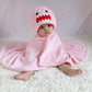 Tonwhar 0-4 Years Toddlers' And Kids' Boys Girls Animal Face Hooded Blanket Baby'S Bathrobe,Plush After Bath Blanket(Pink Shark)