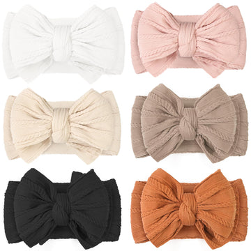 C  Llot 2024 Super Stretchy Soft Handmade Headbands With Double Bows Head Wrap Nylon Hair Accessories For Newborn Baby Girls Inf