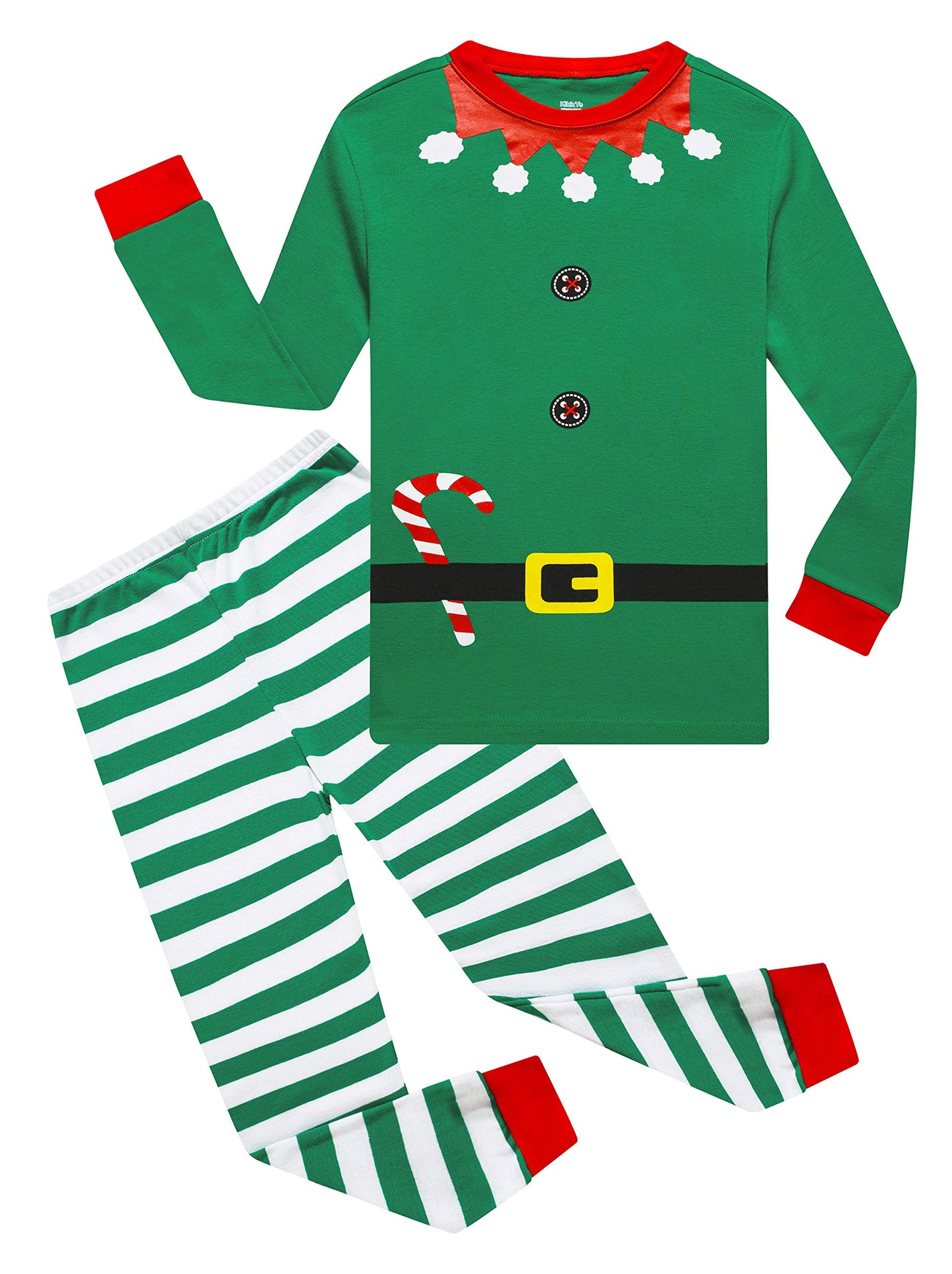 Family Feeling Baby Infant Holiday Christmas Elf Pjs Long Sleeves Pajamas Set Green Size 18-24M