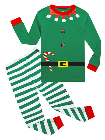Family Feeling Baby Infant Holiday Christmas Elf Pjs Long Sleeves Pajamas Set Green Size 18-24M