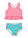 Rufflebutts Upf50+ Catching Rainbows Peplum Tankini - 12-18M