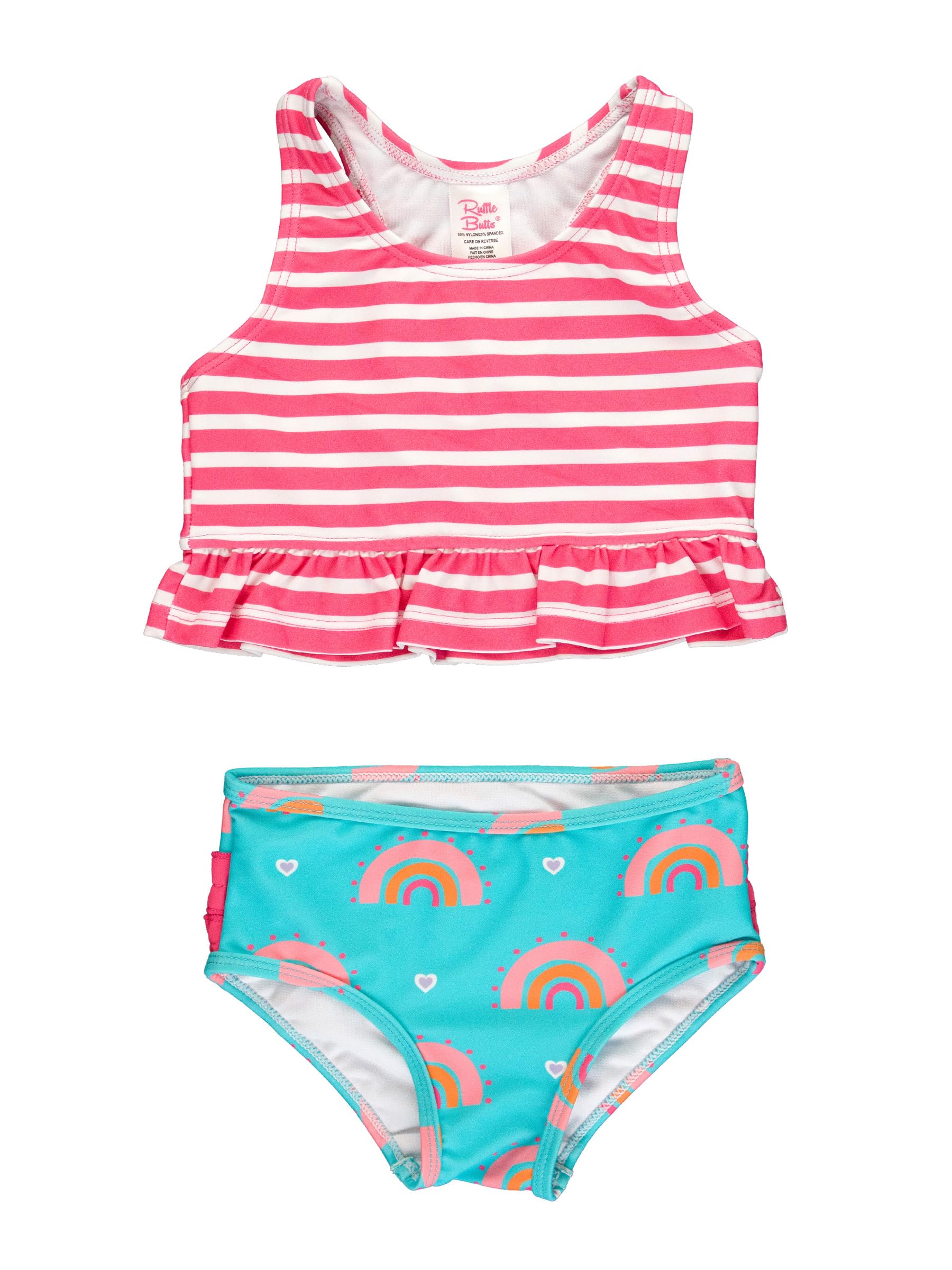 Rufflebutts Upf50+ Catching Rainbows Peplum Tankini - 3T