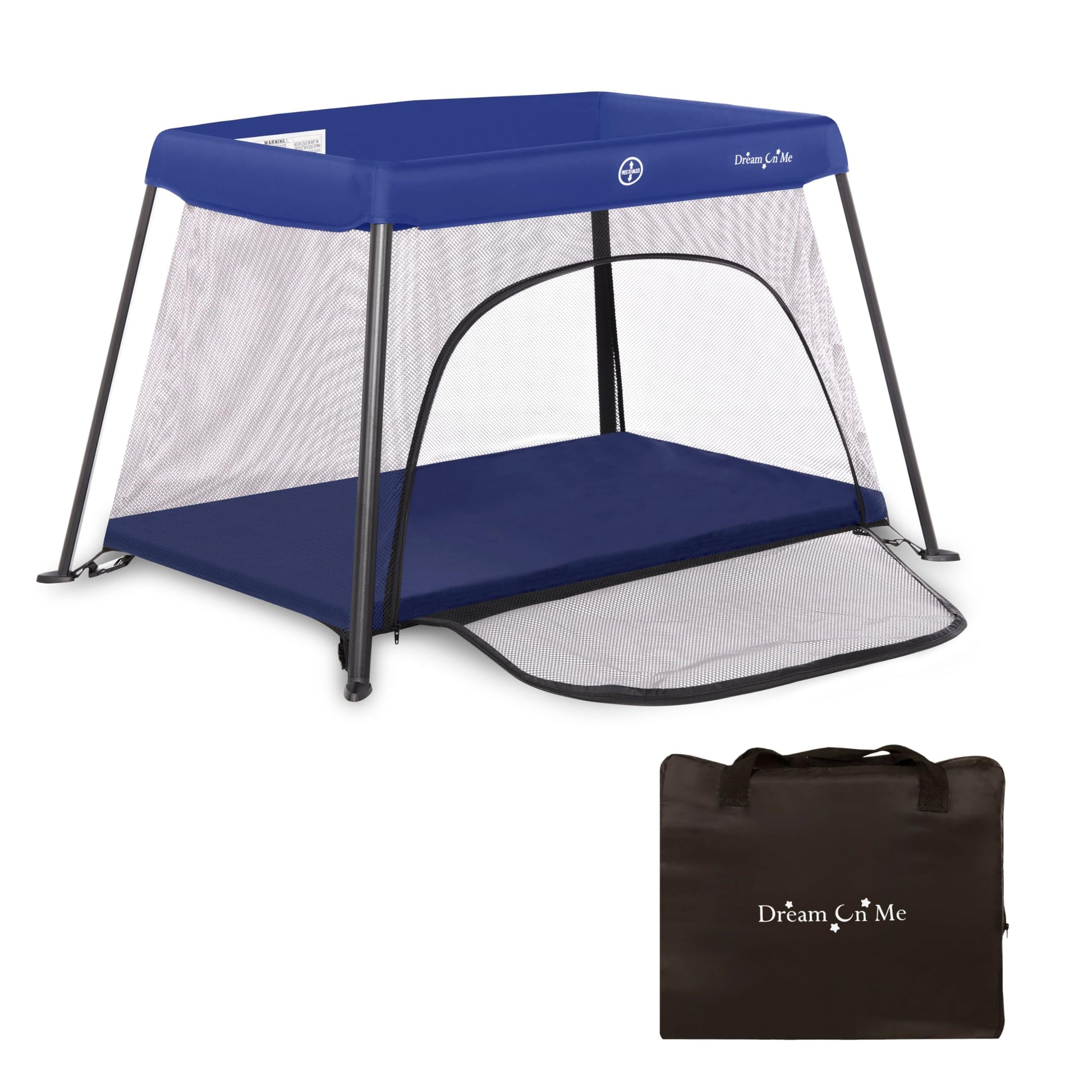 Dream On Me Travel Light Playard With Mesh Zipper Door In Navy