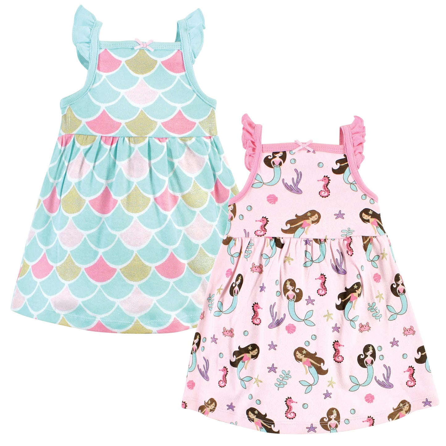 Hudson Baby Baby Girls Hudson Cotton Dresses, Mermaid Princess, 0-3 Months Casual Dress, Mermaid Princess, 3 Months Us