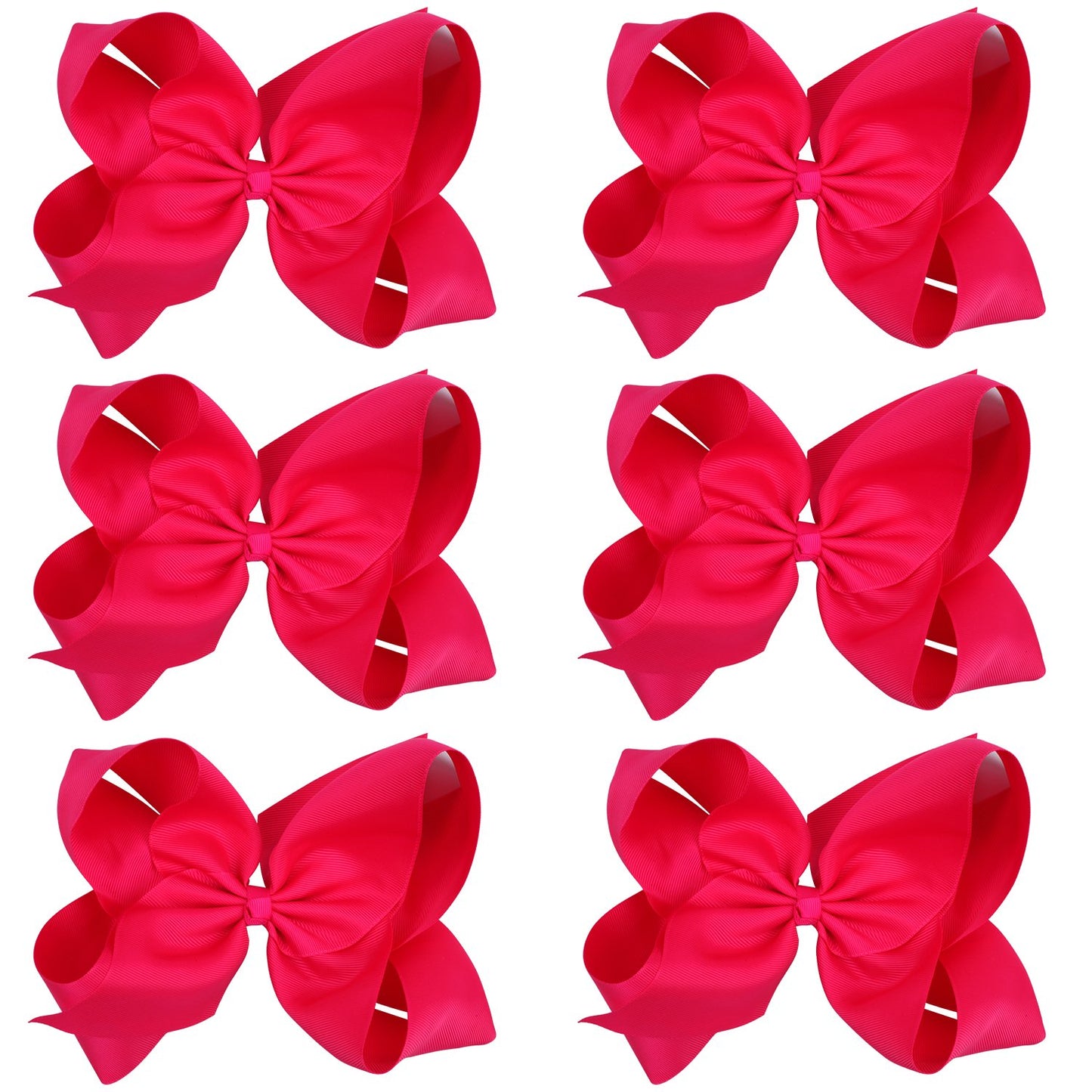 Huge Boutique Hair Bows Alligator Clips 6 Pcs 8 Inch For Infant Baby Girl Teens Girls Women (Shocking Pink)