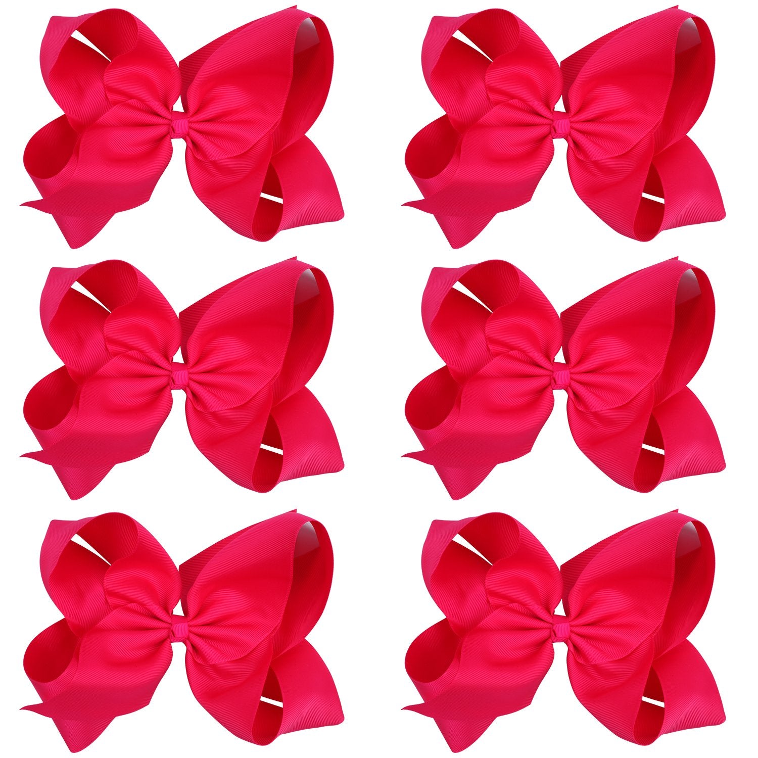 Huge Boutique Hair Bows Alligator Clips 6 Pcs 8 Inch For Infant Baby Girl Teens Girls Women (Shocking Pink)