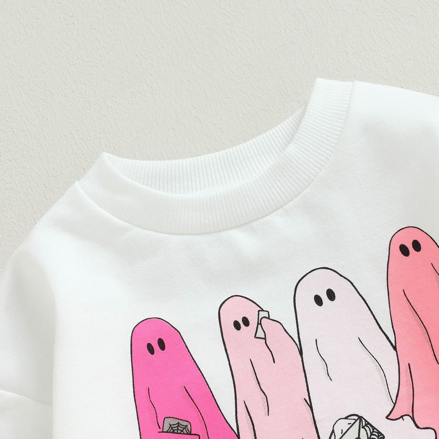Halloween Baby Girl Outfit Toddler Ghost Pumpkin Sweatshirt Romper Long Sleeve Onesie Infant Fall Clothes (Pink Ghost, 6-12 Mont