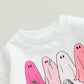 Halloween Newborn Baby Girl Outfit Toddler Ghost Pumpkin Sweatshirt Romper Long Sleeve Onesie Infant Fall Clothes (Pink Ghost, 1