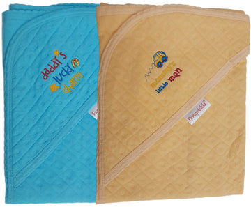 FancyAdda Branded Baby Hooded Towels (Pack of 2, 100% Soft Cotton) (Pink || Blue)