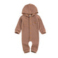 Ynibbim Winter Newborn Baby Boy Girl Solid Romper Unisex Infants Hooded Outfit Clothes Waffle Cotton Button Jumpsuits (Coffee, 3