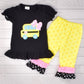 Unique Baby 2 Piece Girls Double Ruffle Leggings And Short Sleeve Shirt Clothes Set Kid And Toddler Girl Back To School Outfit (