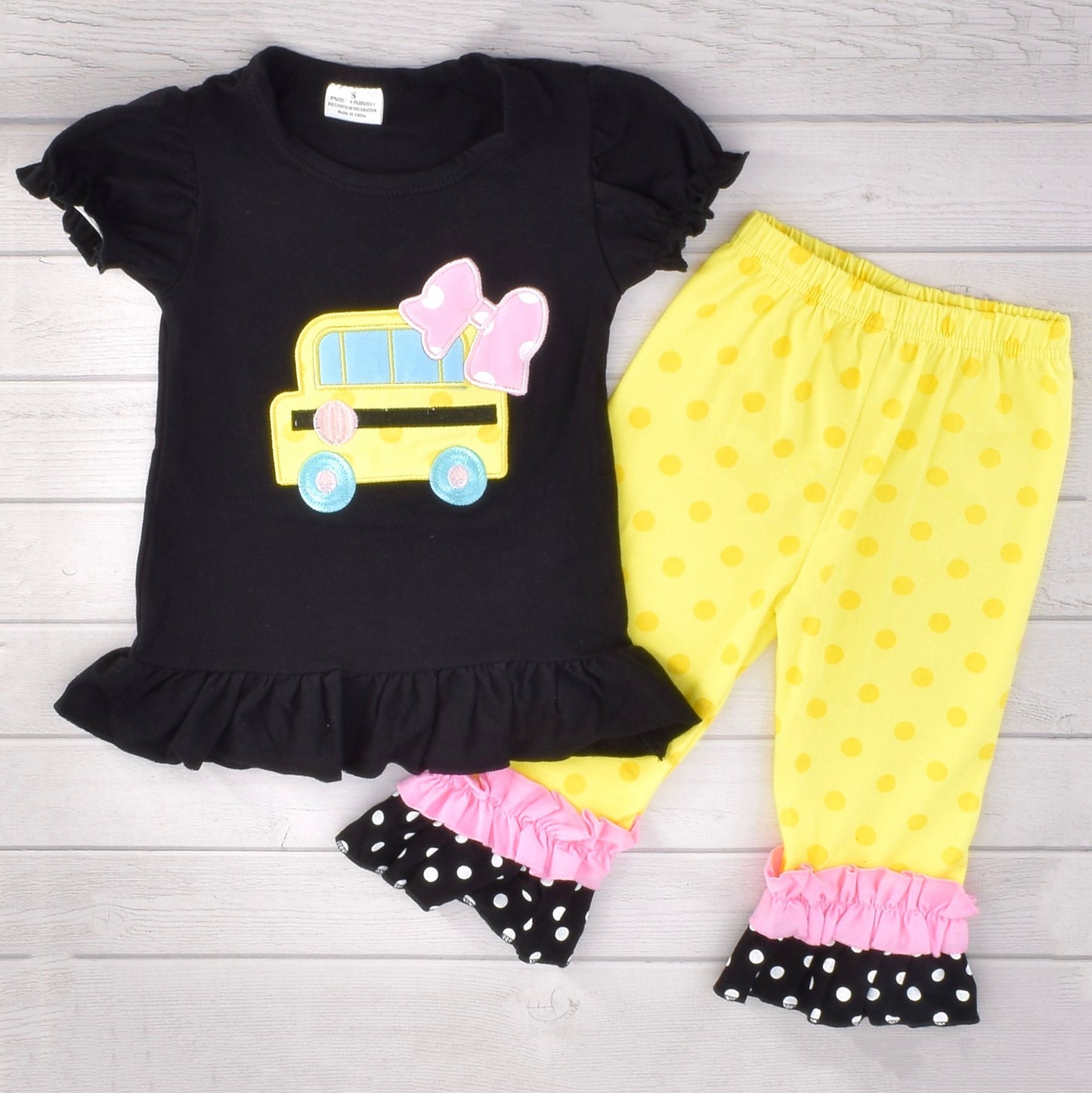 Unique Baby 2 Piece Girls Double Ruffle Leggings And Short Sleeve Shirt Clothes Set Kid And Toddler Girl Back To School Outfit (