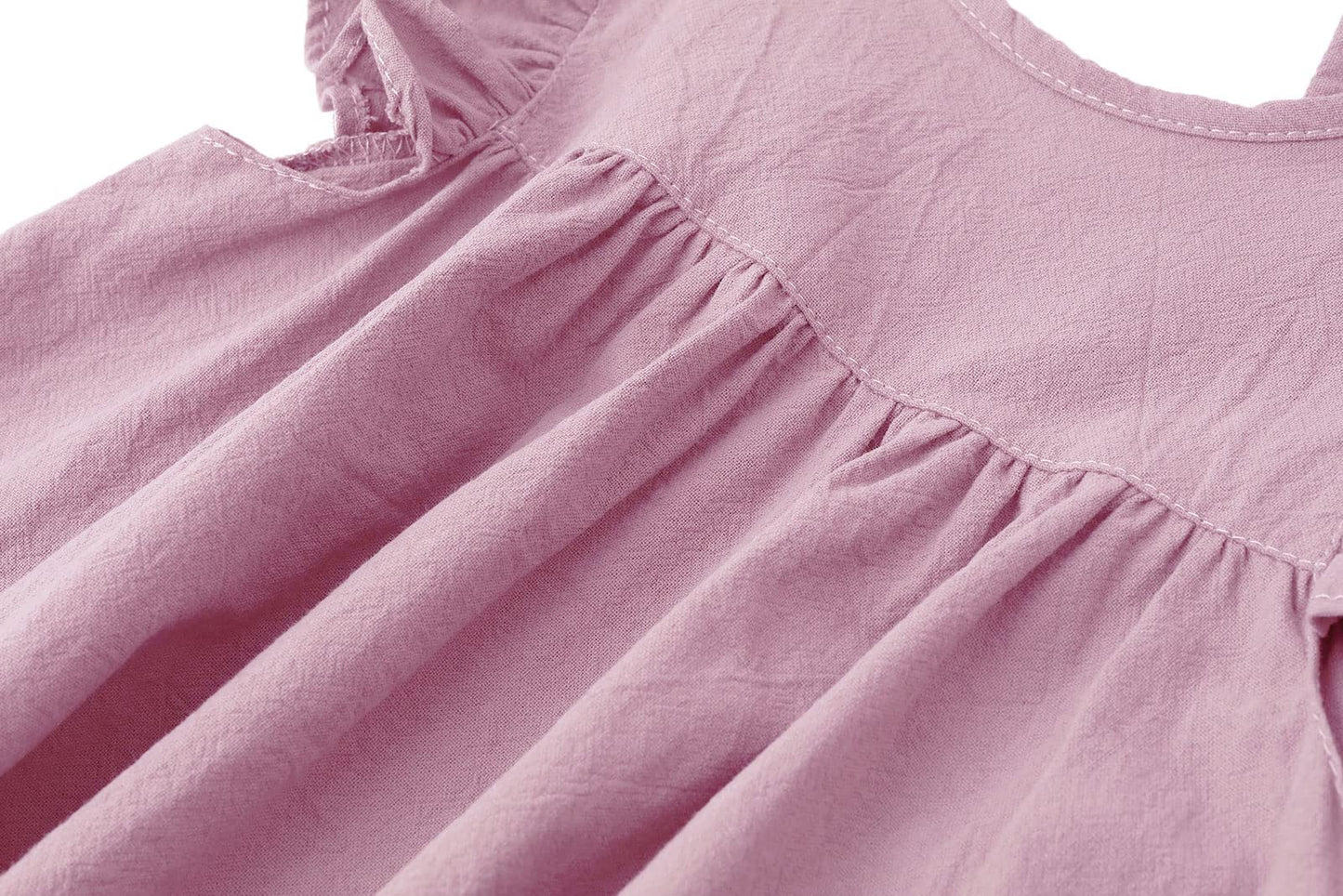 Lyxiof Toddler Baby Girl Cotton Linen Dress Ruffle Sleeve Halter Sleeveless Kids Casual Beach Dresses Pink 80Cm