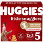 Baby Diapers Size 5 (27+ lbs), 120ct, Huggies Little Snugglers