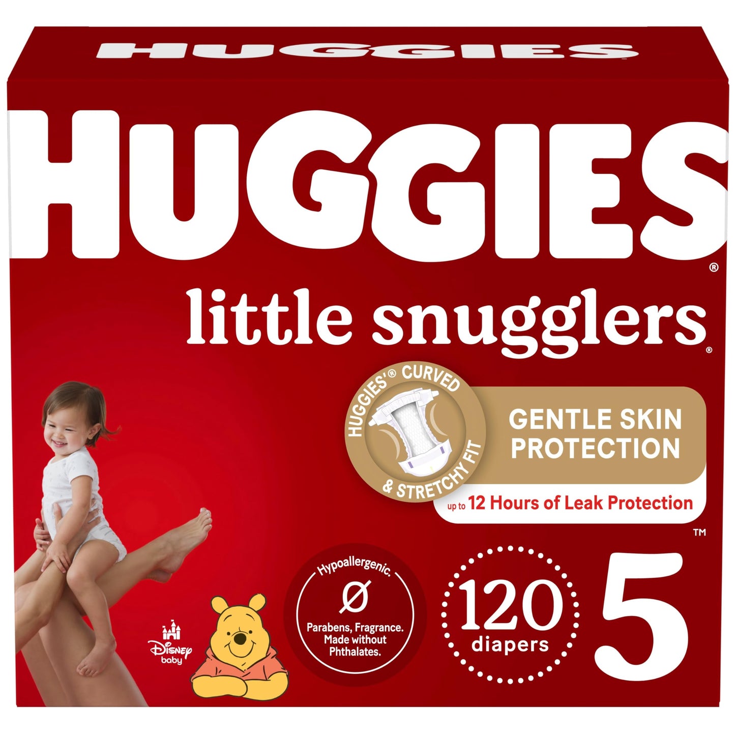 Baby Diapers Size 5 (27+ lbs), 120ct, Huggies Little Snugglers