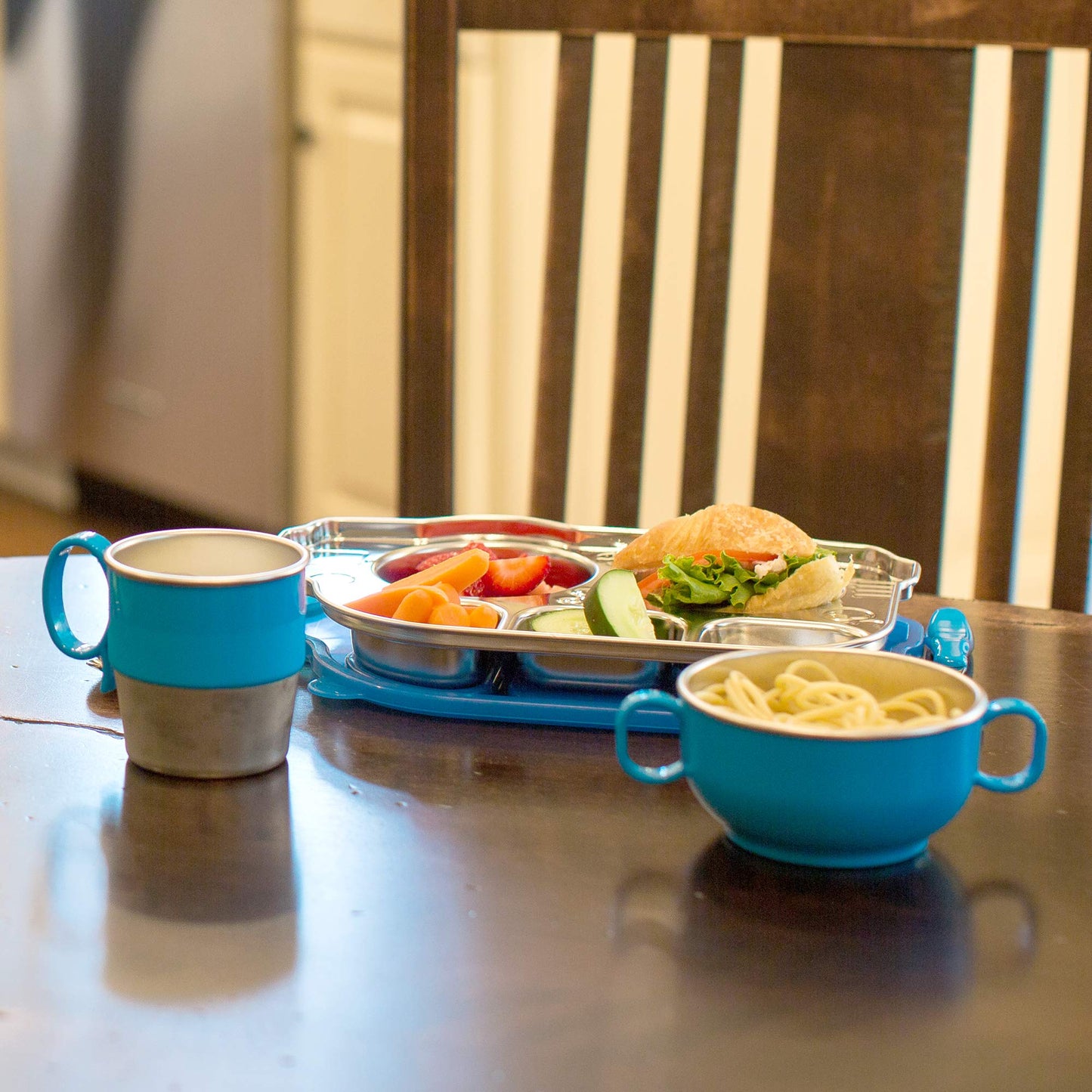 Innobaby Din Din Smart Stainless Steel Cup (9 Oz) With Handle For Babies, Toddlers And Kids. Bpa Free, Blue