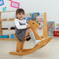KRAND Rocking Horse Wooden Ride On Toy for Kids Classic Design Rocking Horse with Pedal and Safe Backrest Fine Workmanship(Class
