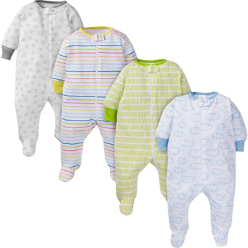 Onesies Brand Baby Girls 4-Pack 'N Play Footies Multi Pack And Toddler Sleepers, Clouds, 6-9 Months Us