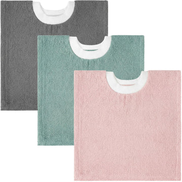 Foaincore 3 Pcs Full Coverage Toddler Bibs Pullover Baby Bibs Absorbent Cotton Terry Towel Toddler (Cute Color)