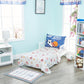 Everyday Kids 4 Piece Toddler Bedding Set - Jungle Sports - Soft 100% Cotton Percale - Includes Comforter, Flat Sheet, Fitted Sh