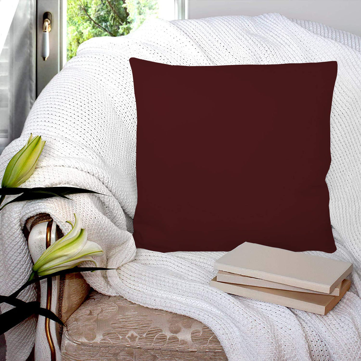 Kuber Industries Microfiber Filled Floor Cushion, Decorative Throw Pillow, Home Decor Pillow, Sofa/Bed Cushion,16inchx16inch(Brown),F_