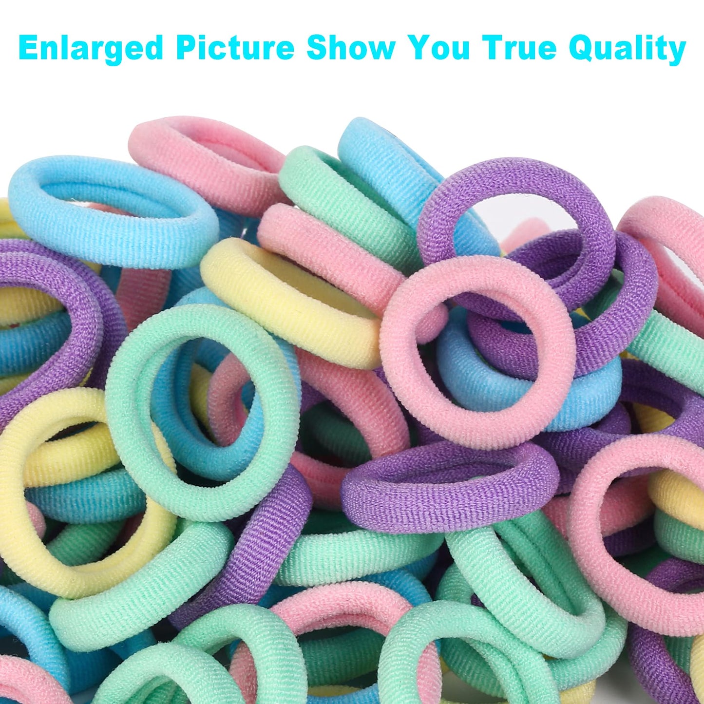 Kids Hair Ties For Toddler Girls, Cotton Baby Hair Bands, Mini Hair Ponytail Holders No Damage, 1 Inch Diameter, 5 Colors