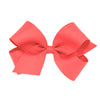 Wee Ones Girls' Classic Grosgrain Hair Bow With Plain Wrap Center On A Weestay Hair Clip, Handmade, Medium Sized Bow, Watermelon