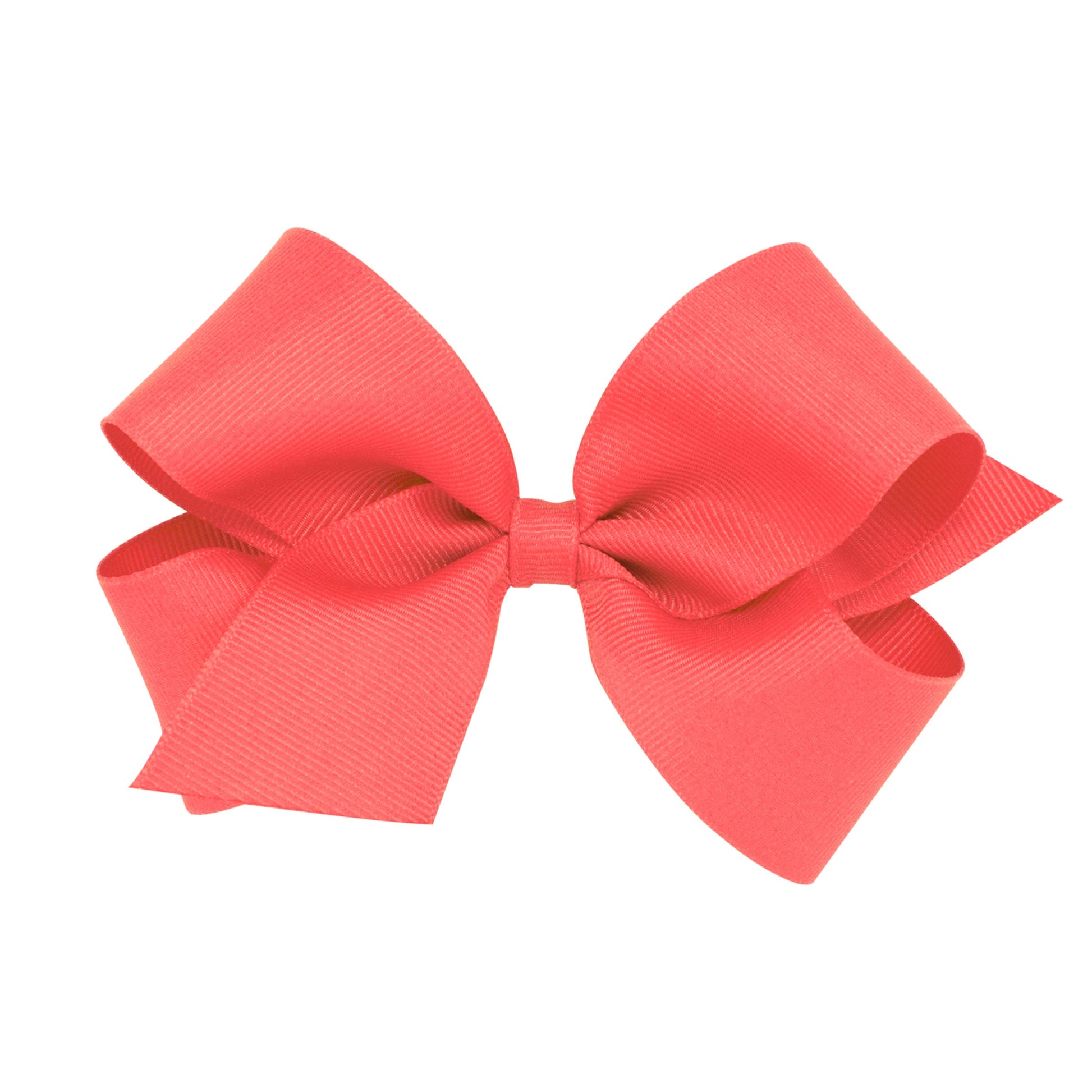Wee Ones Girls' Classic Grosgrain Hair Bow With Plain Wrap Center On A Weestay Hair Clip, Handmade, Medium Sized Bow, Watermelon