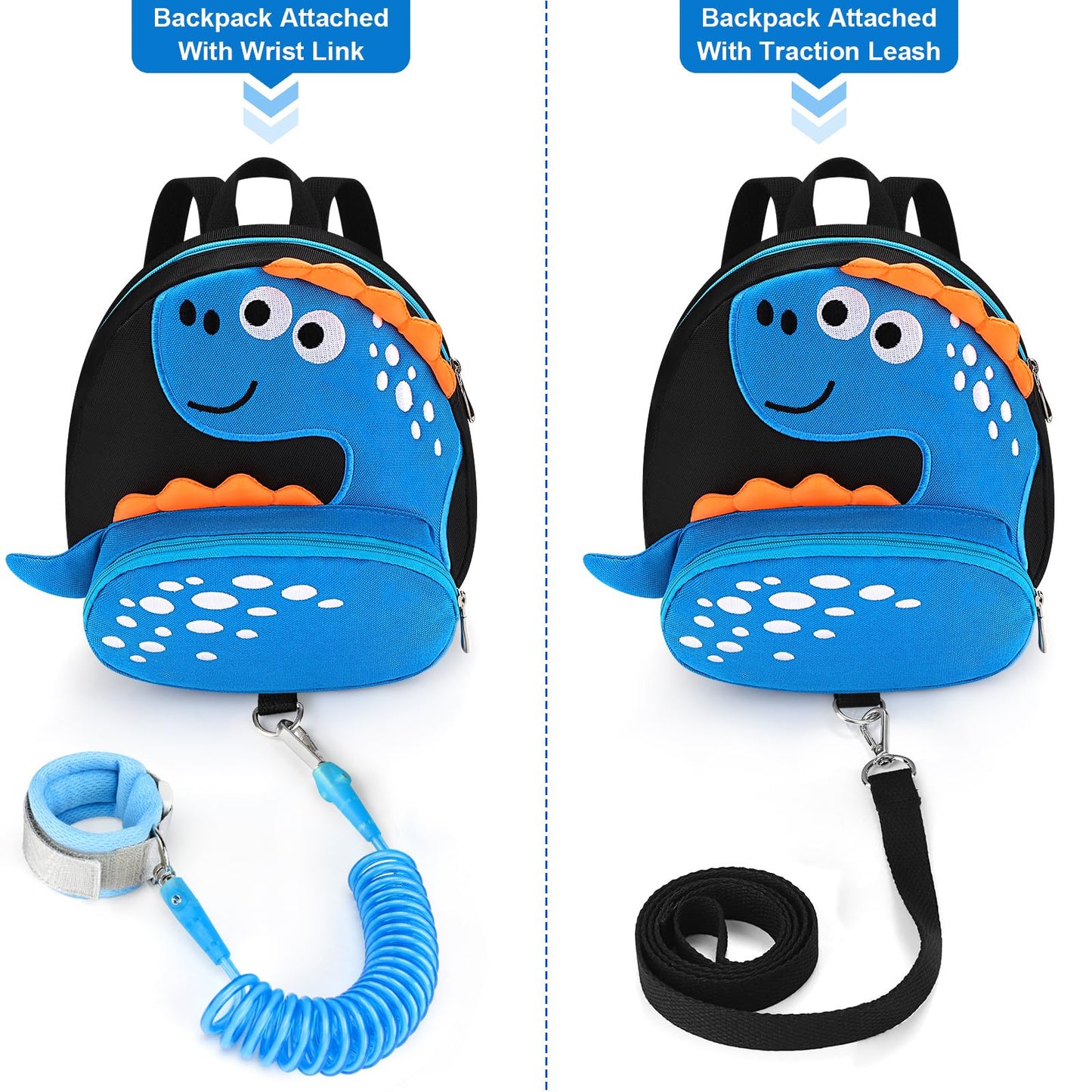 Accmor Toddler Backpack Leash, Cute Dinosaur Kids Harness Backpacks With Anti Lost Wrist Link, Adorable Child Backpack Mini Bag