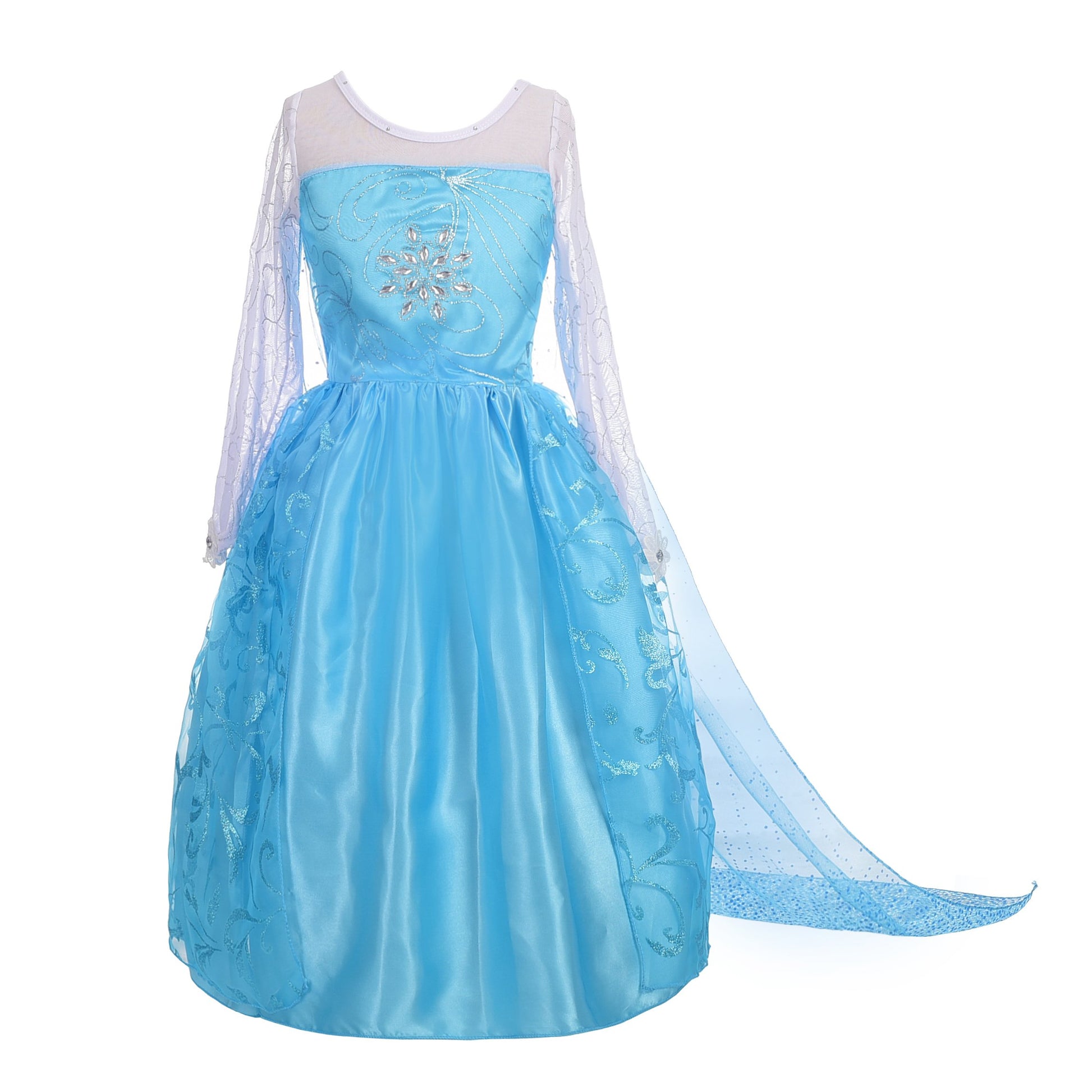Dressy Daisy Girls' Ice Princess Dress Costume Birthday Halloween Christmas Fancy Party Dresses With Train Size 8 Style D