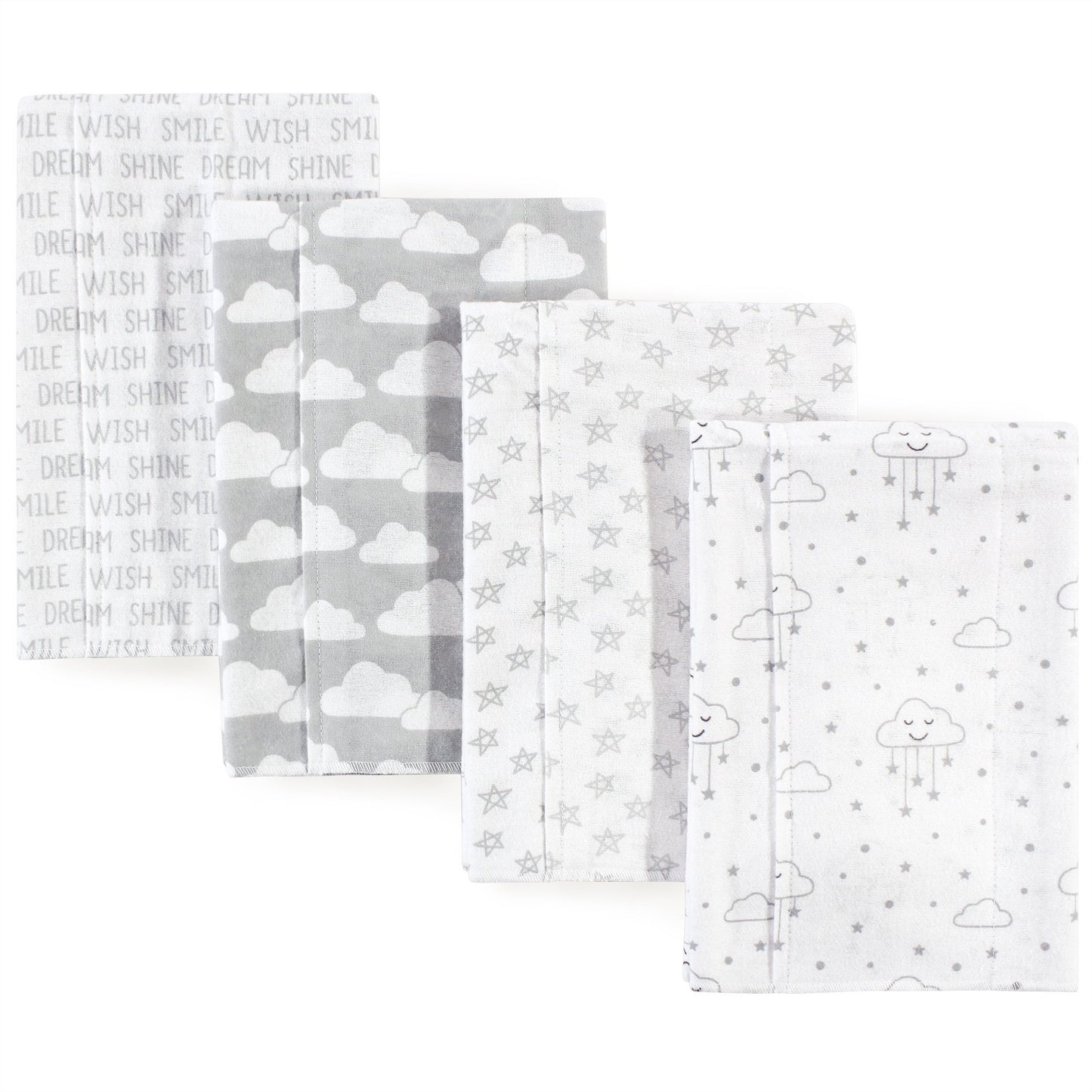 Hudson Baby Unisex Baby Cotton Flannel Burp Cloths, Gray Clouds, One Size