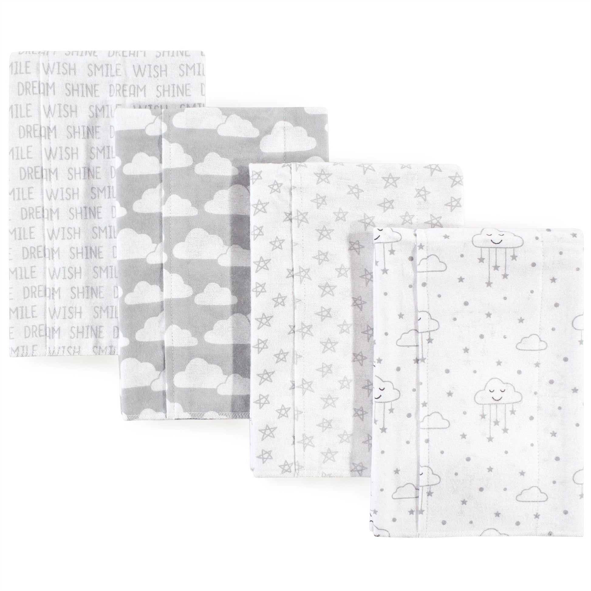 Hudson Baby Unisex Baby Cotton Flannel Burp Cloths, Gray Clouds, One Size