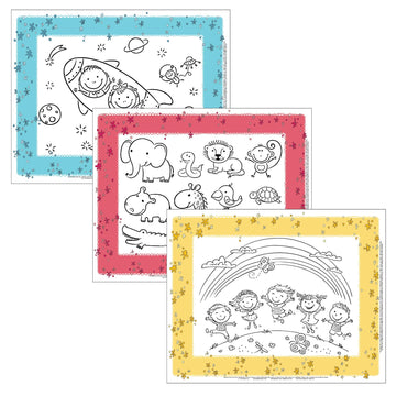 Healthy Habits By J.L. Childress Colorme Disposable Placemats, 24 Pack - Paper Stick-On Placemats With Coloring Fun - Airplane T