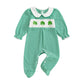 Amnnchya Newborn Baby Girl Clothes Heart Fall Winter Outfits Waffle Stripes Footed Bodysuit Romper Cute Valentines Outfit, Green
