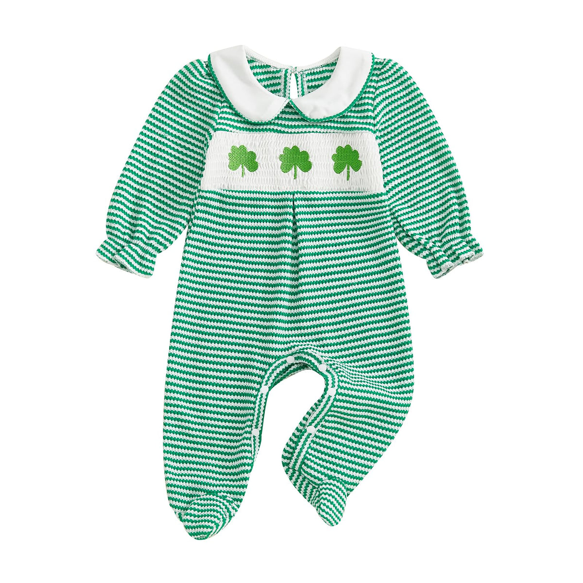 Amnnchya Newborn Baby Girl Clothes Heart Fall Winter Outfits Waffle Stripes Footed Bodysuit Romper Cute Valentines Outfit, Green