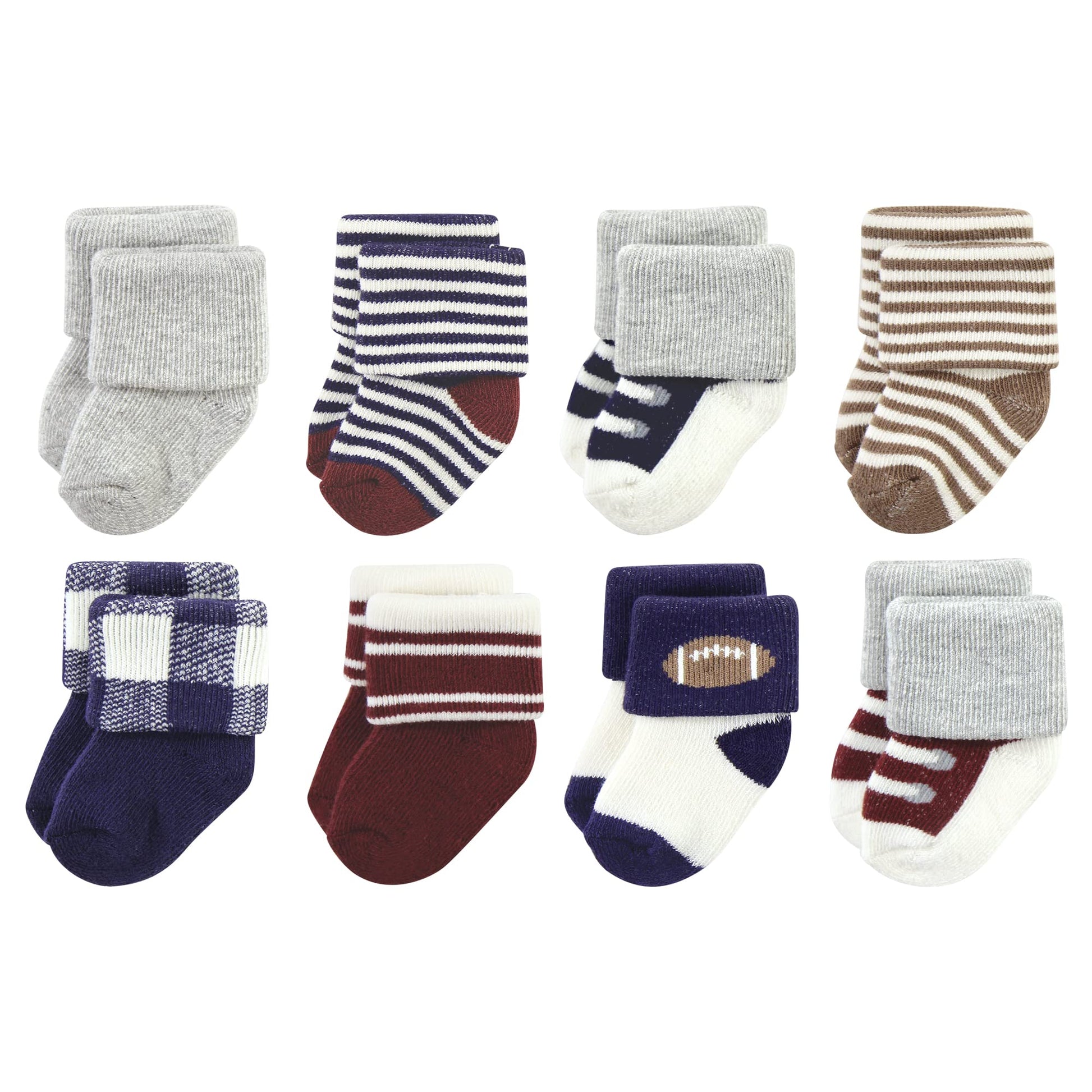 Hudson Baby Unisex Baby Cotton Rich Newborn And Terry Socks, Football, 0-6 Months