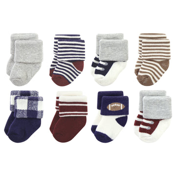Hudson Baby Unisex Baby Cotton Rich Newborn And Terry Socks, Football, 0-6 Months