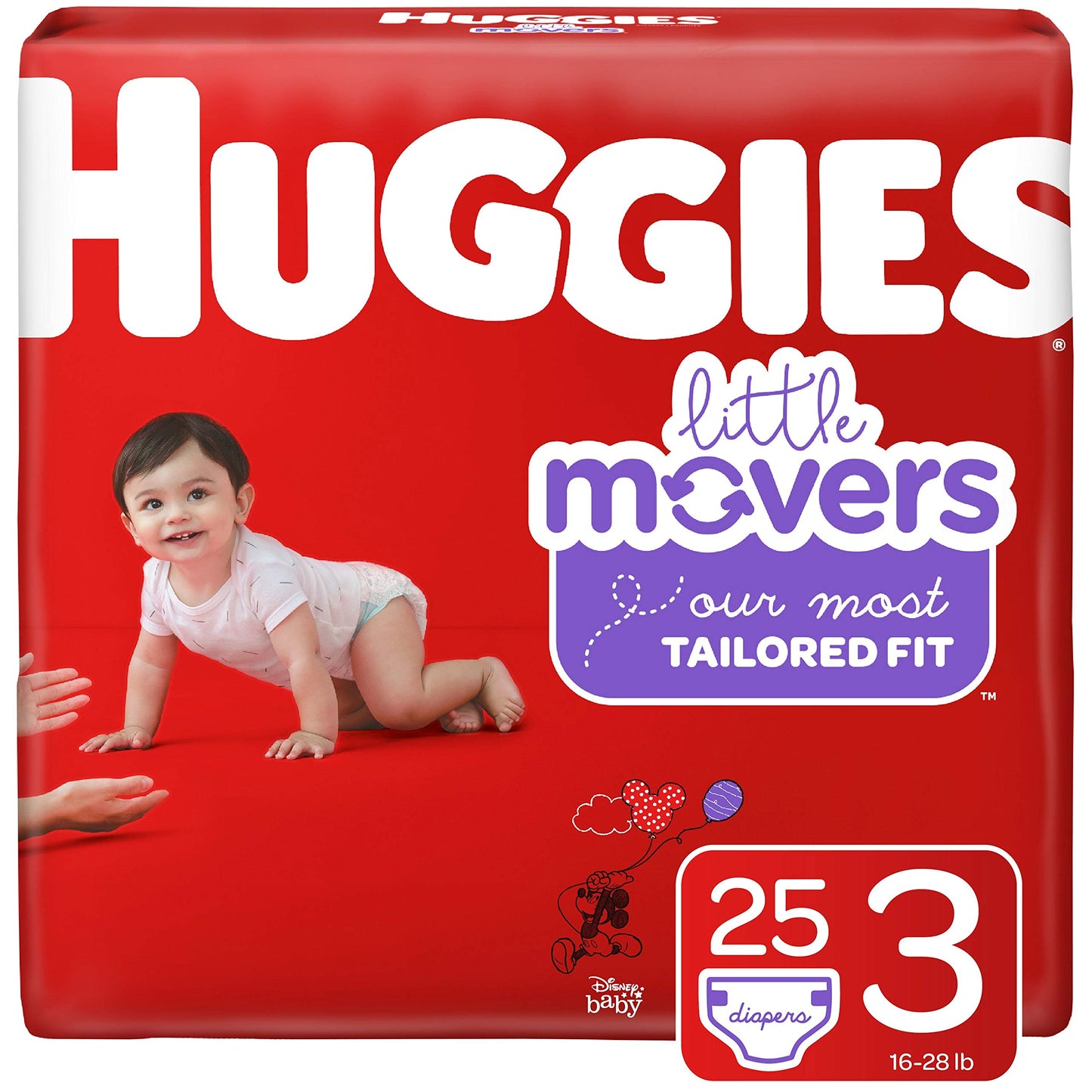 Huggies Little Movers Diapers, Size 3 (16-28 Lb.), 25 Ct. (Packaging May Vary) For Active Babies
